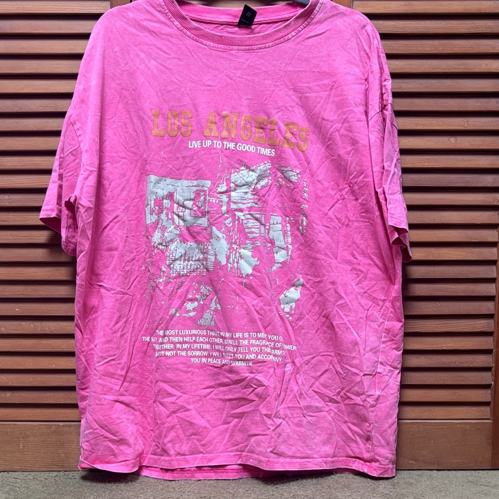 ROMWE Pink Los Angeles Graphic Tee